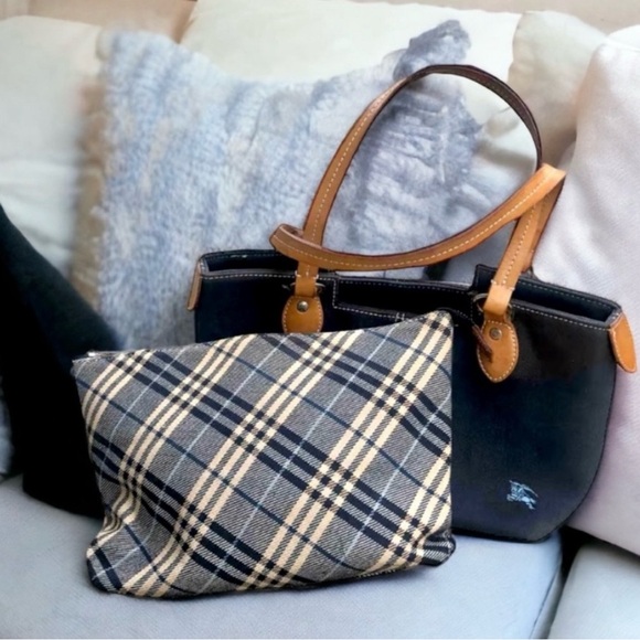 Burberry *Rare* Vintage Blue Label Two Way Tote Denim Nova Check $595 MSRP - Picture 7 of 7